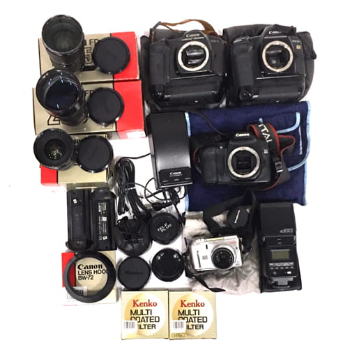 Canon EOS-1N RS 他 一眼レフ フィルムカメラ 他 ストロボ カメラレンズ 等 まとめ セット