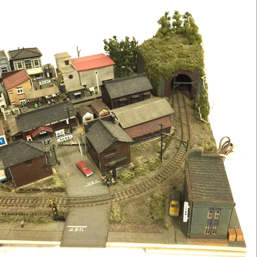 作者不明 ジオラマ 鉄道 町並み レトロ ストラクチャー 現状品