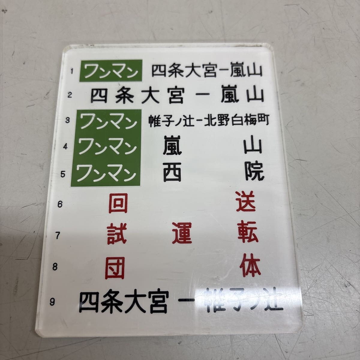 京福 嵐電 サボ プレート 運行種別 行先版 系統