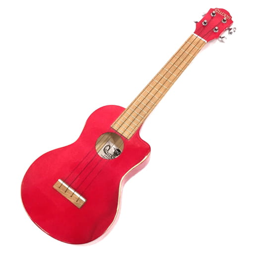 クワイワン Through neck Concert ウクレレ 社外ソフトケース付き 楽器 弦楽器 レッド系 出音確認済 QUIAM