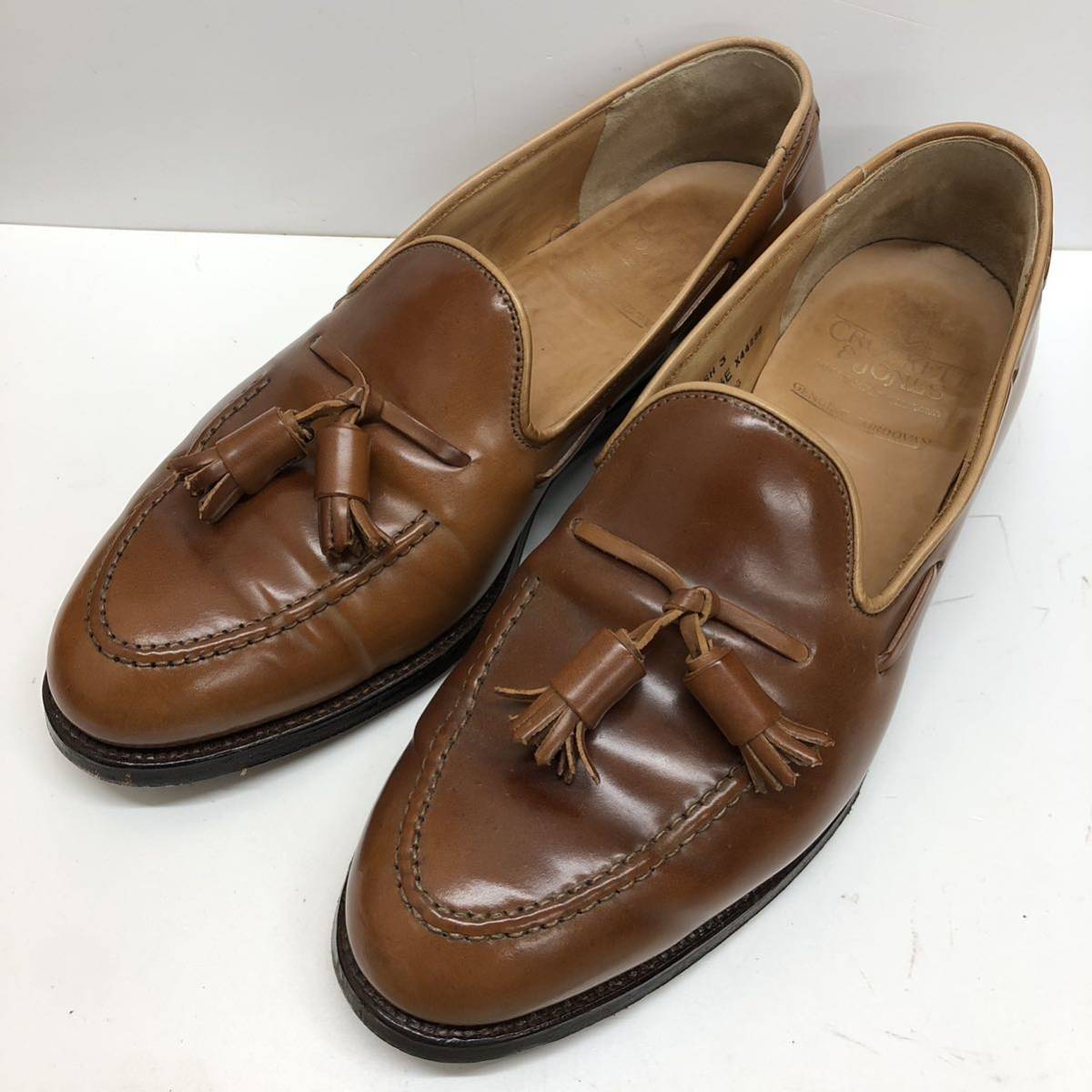 CROCKETT&JONES CAVENDISH 3 3212-7195-01 81/2E 375 クロケットジョーンズ 茶系 ローファー 26.5cm 箱 袋付き ファッション